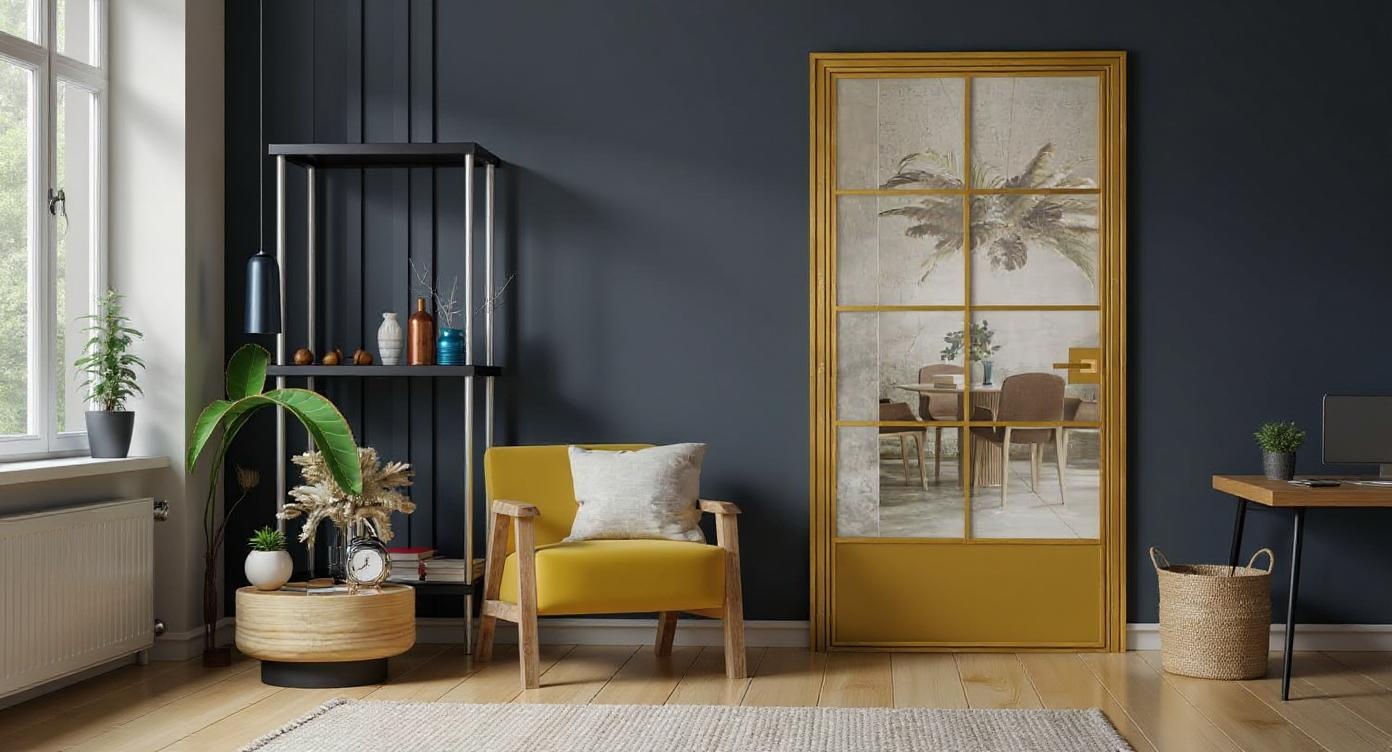 Edle Loft-Drehtür aus Stahl und Glas mit individuell anpassbarer Größe