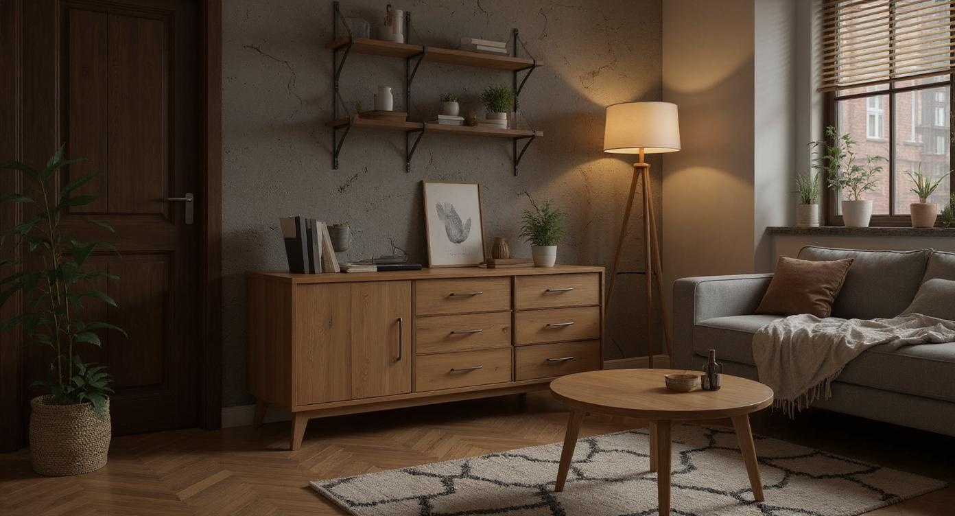 Eleganter Eichenholz-Esstisch mit flexiblen Klappfunktion