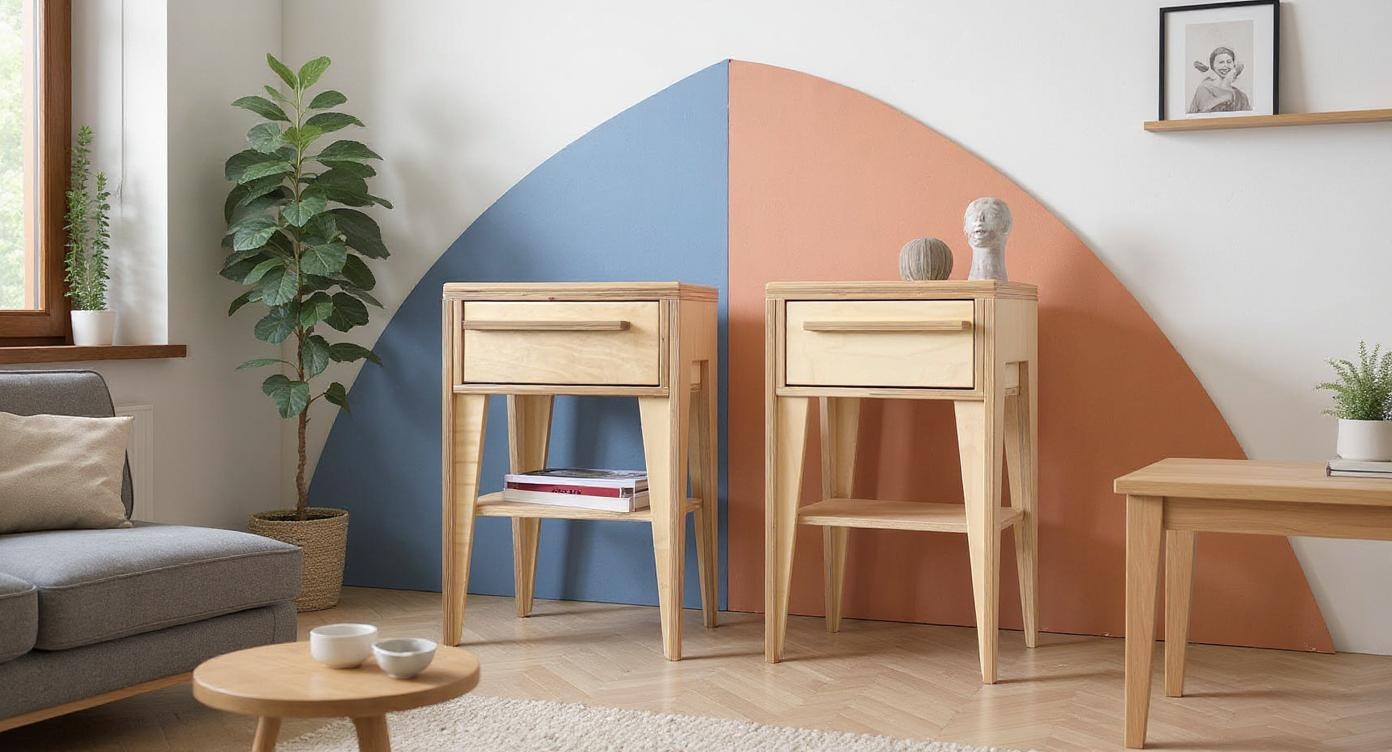 Eleganter Skandinavischer Nachttisch mit Asymmetrischem Design