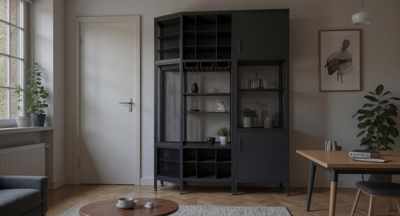 Industrial-Design Weinregal aus Stahl und Holz mit robustem Pulverbeschichtung