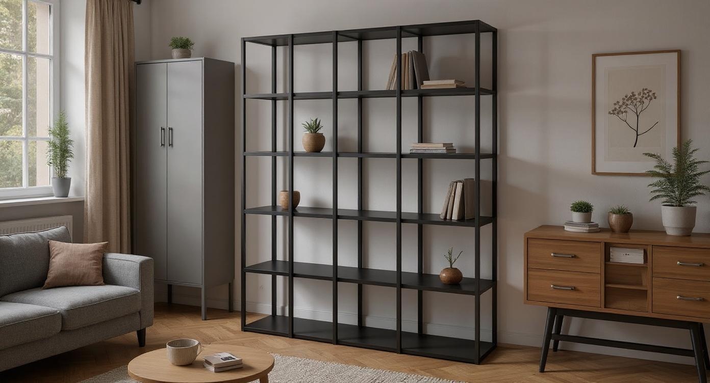 Industrial Steel Regal mit robustem Stahlrahmen und Blechoptik