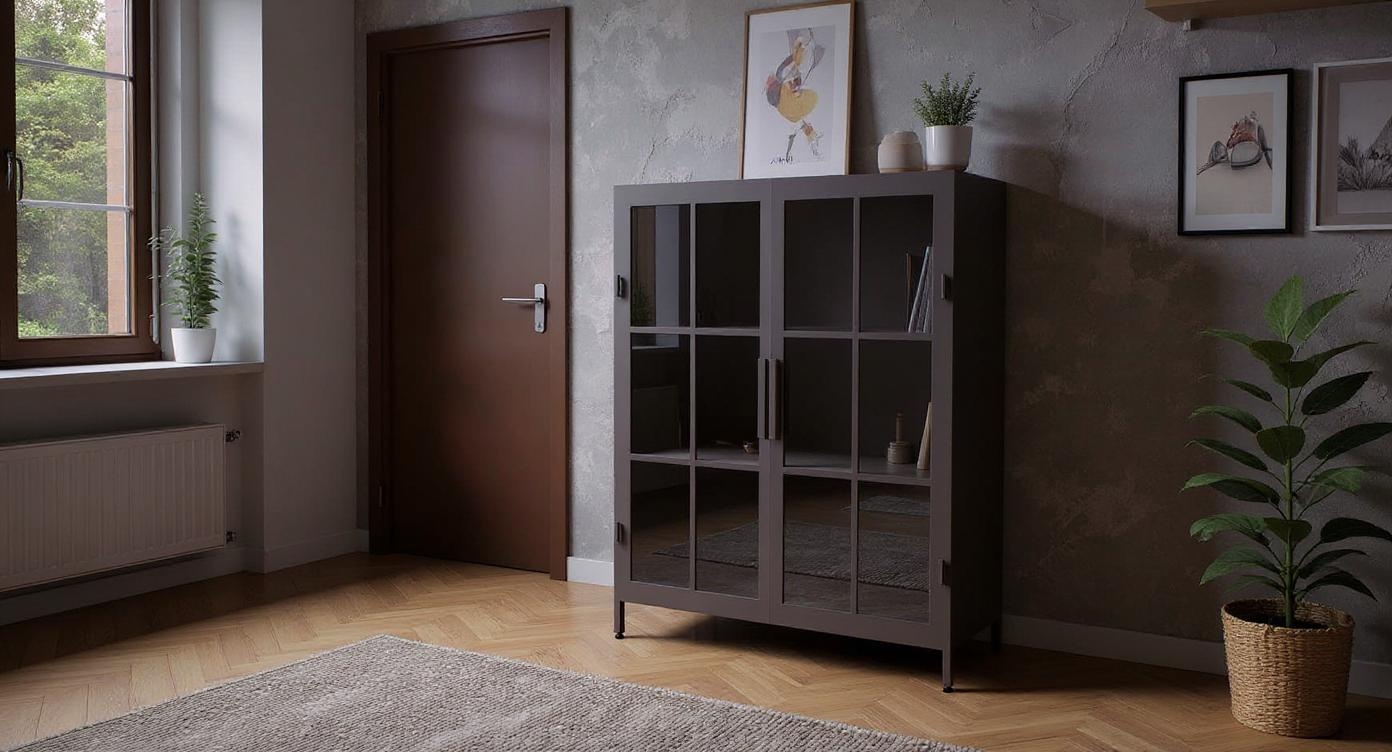 Industrielle Stahl-Kommode mit künstlerischer Lackierung