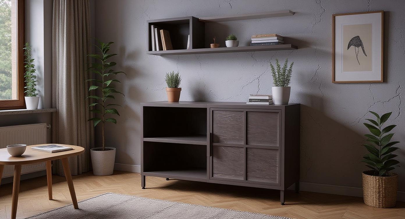 Industrielle Stahl-Kommode im modernen Loft-Stil mit künstlerischer Oberfläche