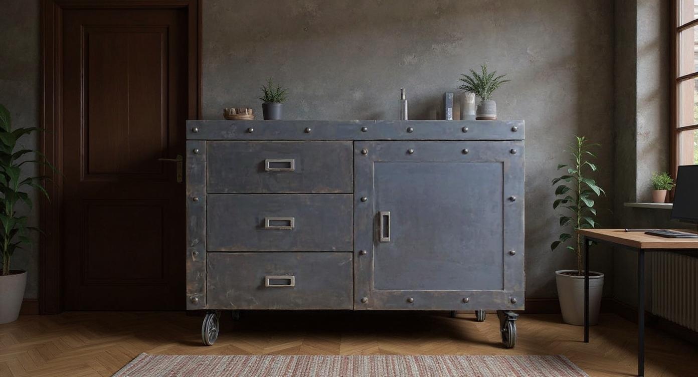 Industrielle Stahlkommode mit robustem Design