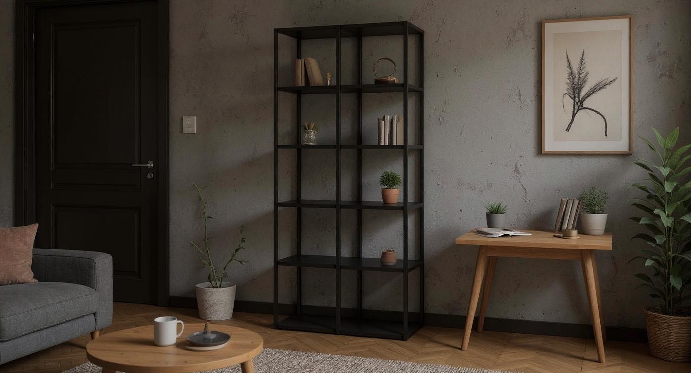 Industrielles Regal aus robustem Stahl und Blech