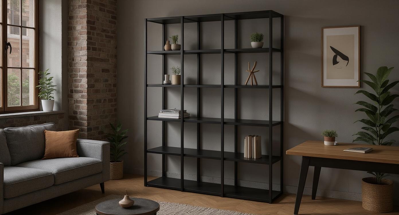 Industrielles Stahl-Regal für Bücher und Akten