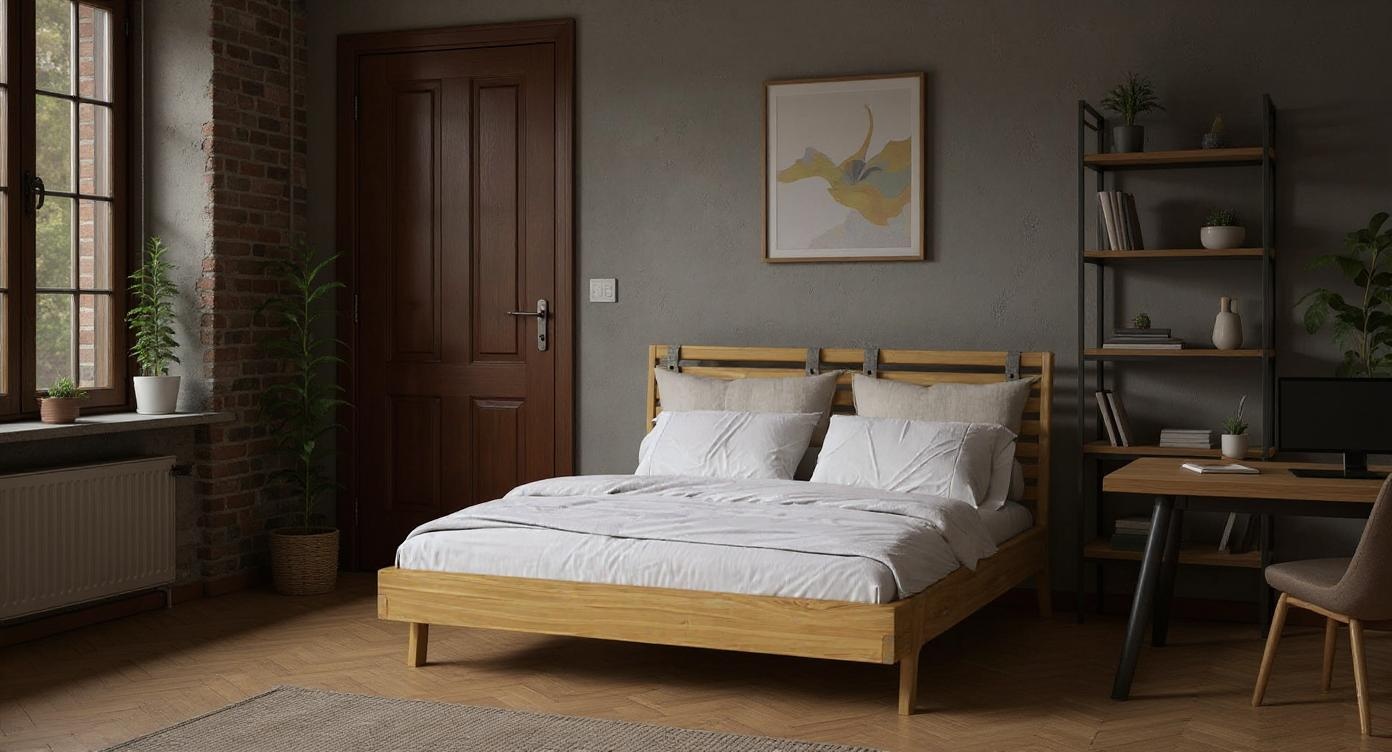 Modernes Design-Bett mit sanftem Kopfteil und langlebiger Konstruktion