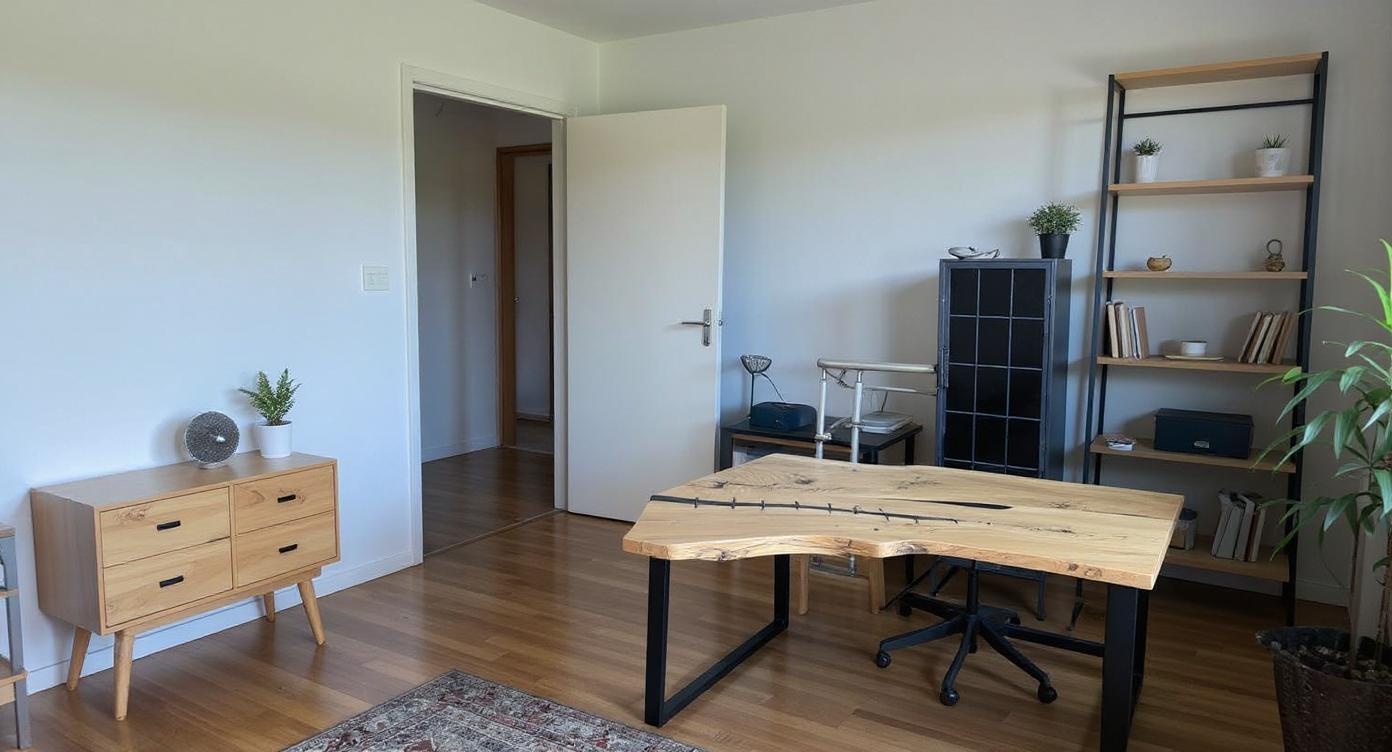 Robuster Eichenholztisch mit beeindruckender Epoxid-Optik
