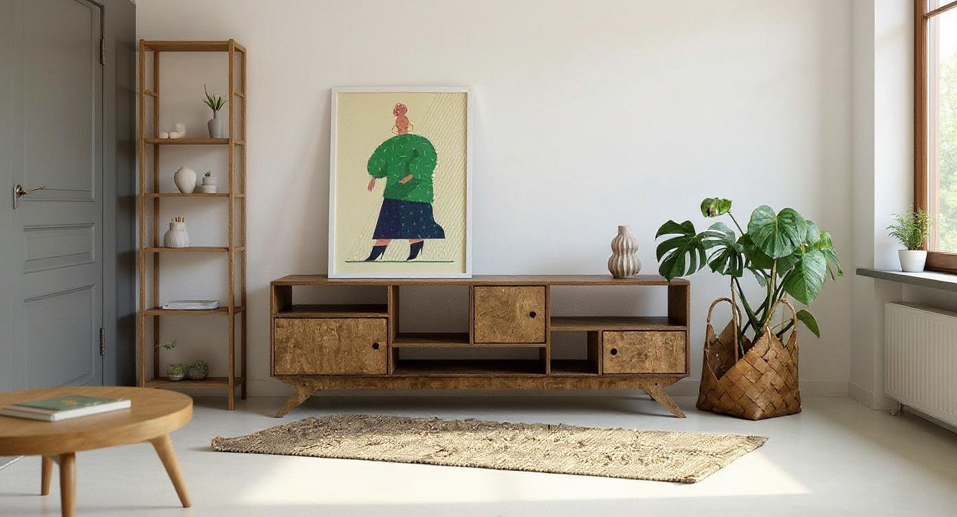 Skandinavischer TV-Schrank mit asymmetrischem Design